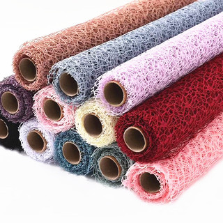 Buquê de papel de embrulho de flores estilo coreano, rede Jacquard, forro de malha oca, embalagem de loja de flores, mat