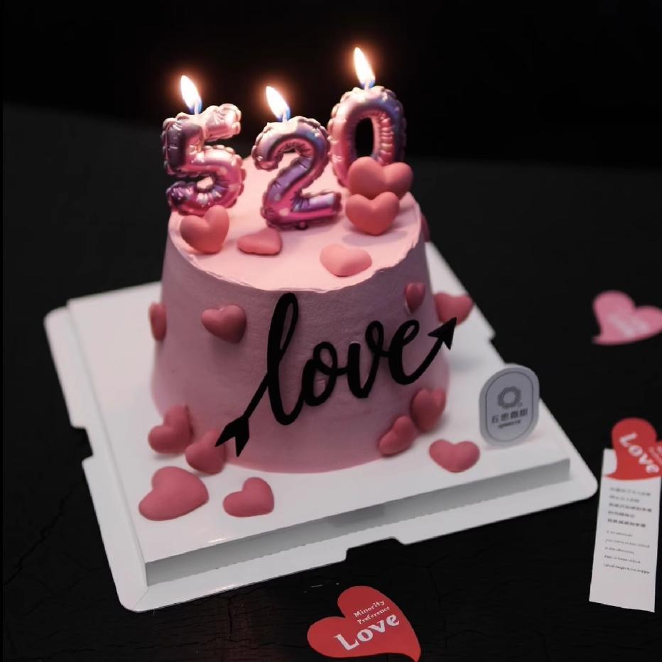 Influenciador balão rosa 520 número vela dia dos namorados confissão bolo decoração número de aniversário vela 0-9