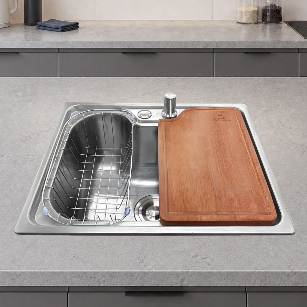 Kit Cuba 50x40cm Gourmet Cozinha Aço Inox E Tábua De Corte