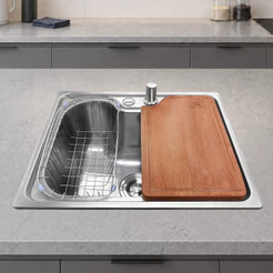 Kit Cuba 50x40cm Gourmet Cozinha Aço Inox E Tábua De Corte