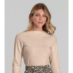 Blusa Feminina Manga Longa Canelada Dianna Rosa