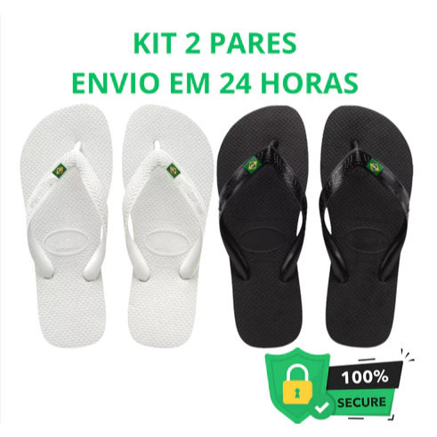 Kit Dois Pares Chinelo Da Bandeirinha Original Havainas Sandalia De Dedo Masculina Feminina Unissex
