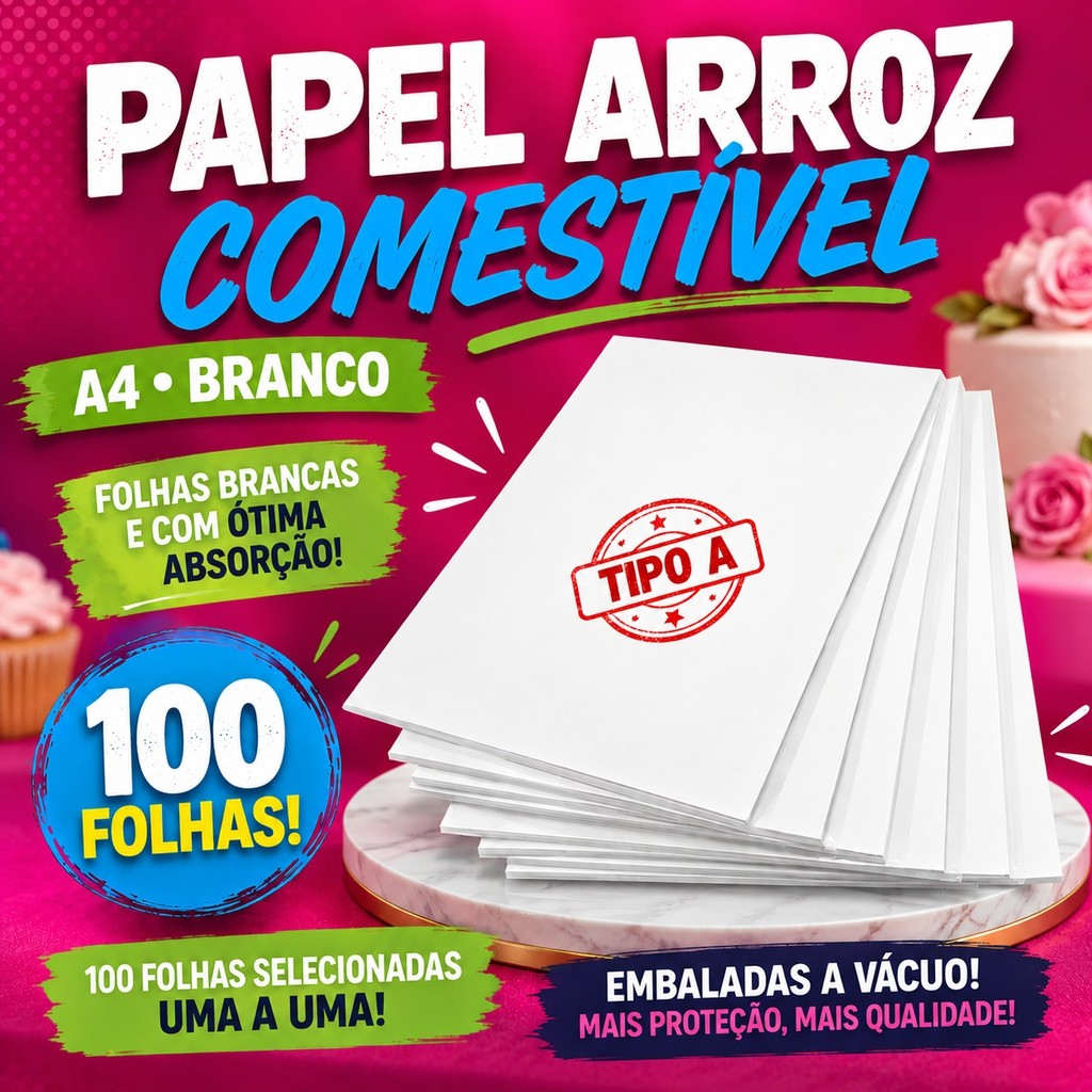 Papel Arroz A4 Branco Pacote Com 100 Unidades Papel de Arroz
