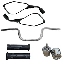 Kit Par Retrovisor Guidão Manopla Peso Guidão Honda Cg Titan Fan 125/150/160 Todas