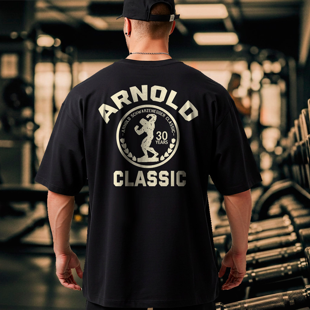 [Camiseta Premium em Algodão Puro]VU Camiseta Oversized Masculina Arnold Classic Treino Academia 100% Algodão