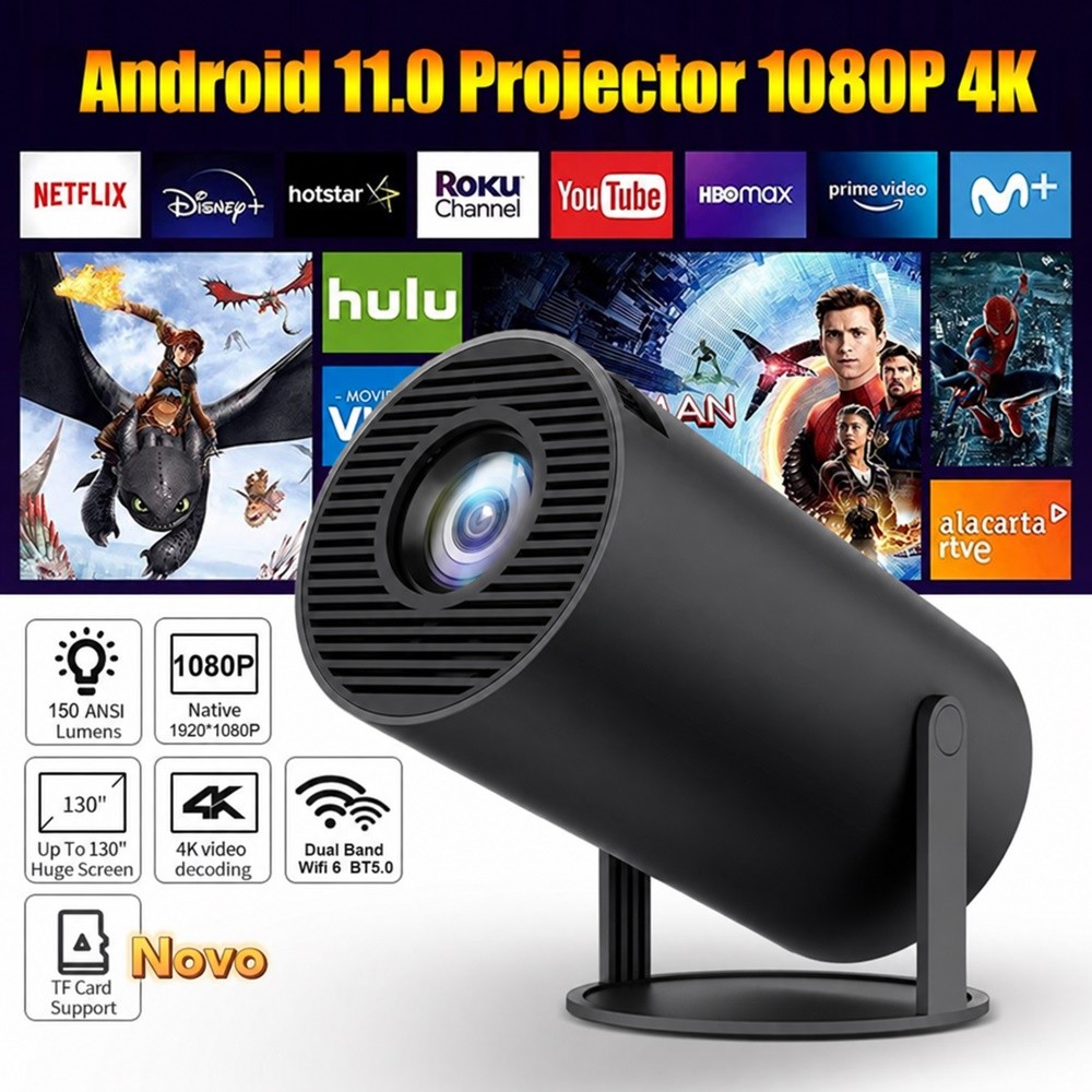 Projetor HY300 Magcubic 4K HD WiFi Bluetooth Até 150 Polegadas Bivolt Celular TV Box Xbox PS5 PC Cinema Portátil