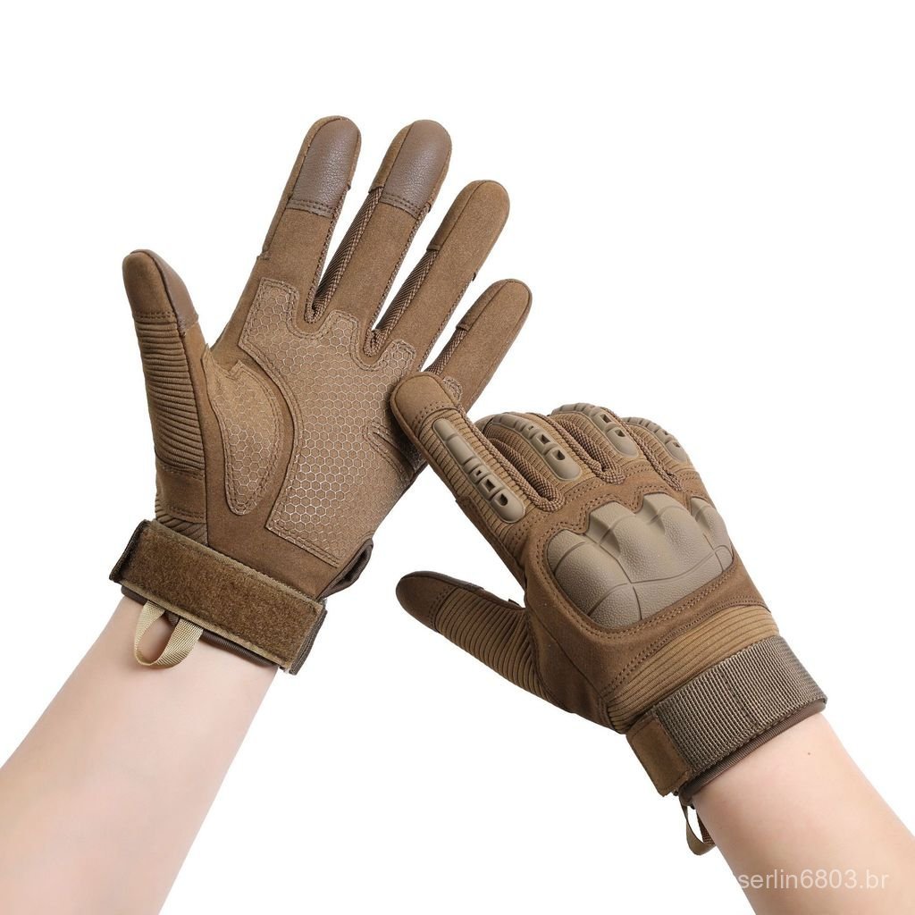 Luvas táticas de proteção para tiro, ciclismo e combate, com tela de proteção, antiderrapantes, para uso externo, com re