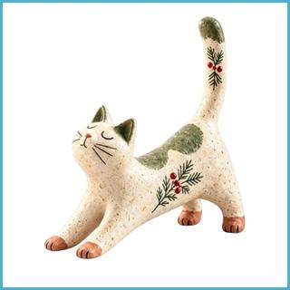 Estátua De Gato De Natal Bonito Engraçado Resina Animal Feriado Peça Central Rústico Gatinho Decoração Para Casa Sala Es
