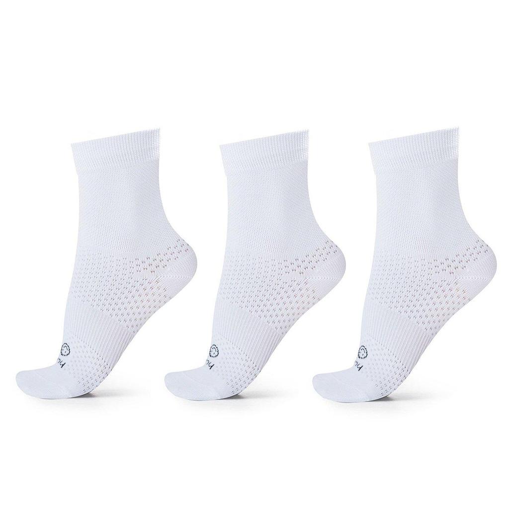 Kit 03 Pares Meia HUPI Fun Cano Médio Corrida Esportiva Branca