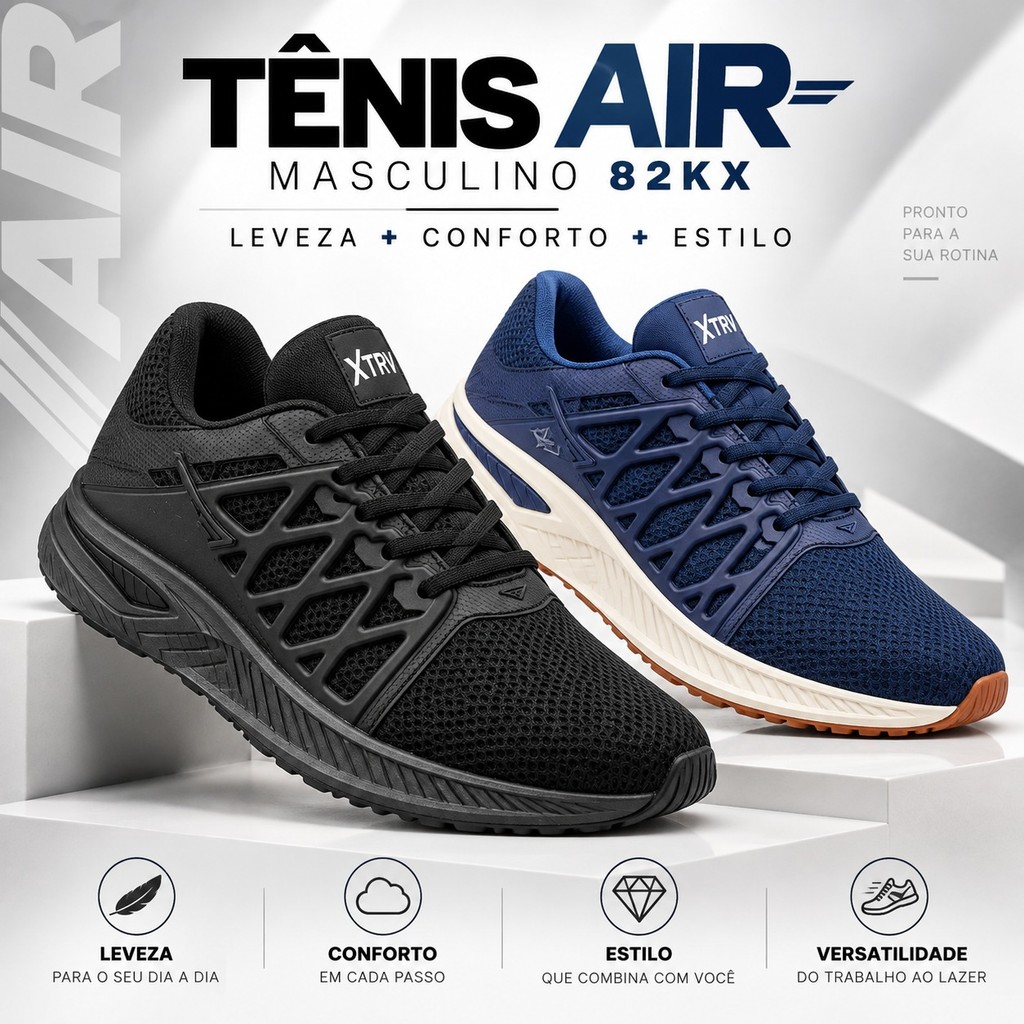 Tênis Air Masculino Academia Corrida Caminhada Respirável Leve Macio Confortável Casual Dia a Dia