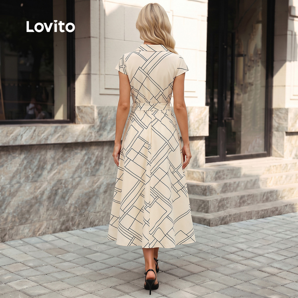 (Elegante) Lovito Vestido com cinto vestido primavera/verão para mulheres LK3LD407 · foto 2