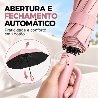 Guarda-Chuva Automático 12 Varetas Abre e Fecha com Cabo Alça Reforçado Anti Vento UPF 50+ Blackout