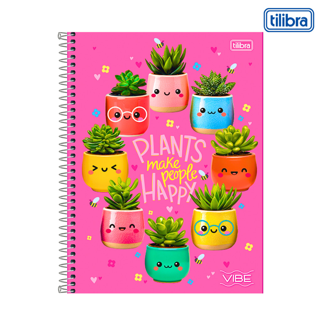 Caderno 10 Matéria Universitario Feminino Vibe -TILIBRA Capa:Plantas