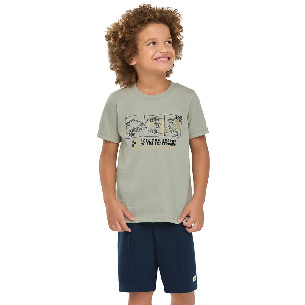 Conjunto Infantil Menino Texturizado Skate Elian Verde