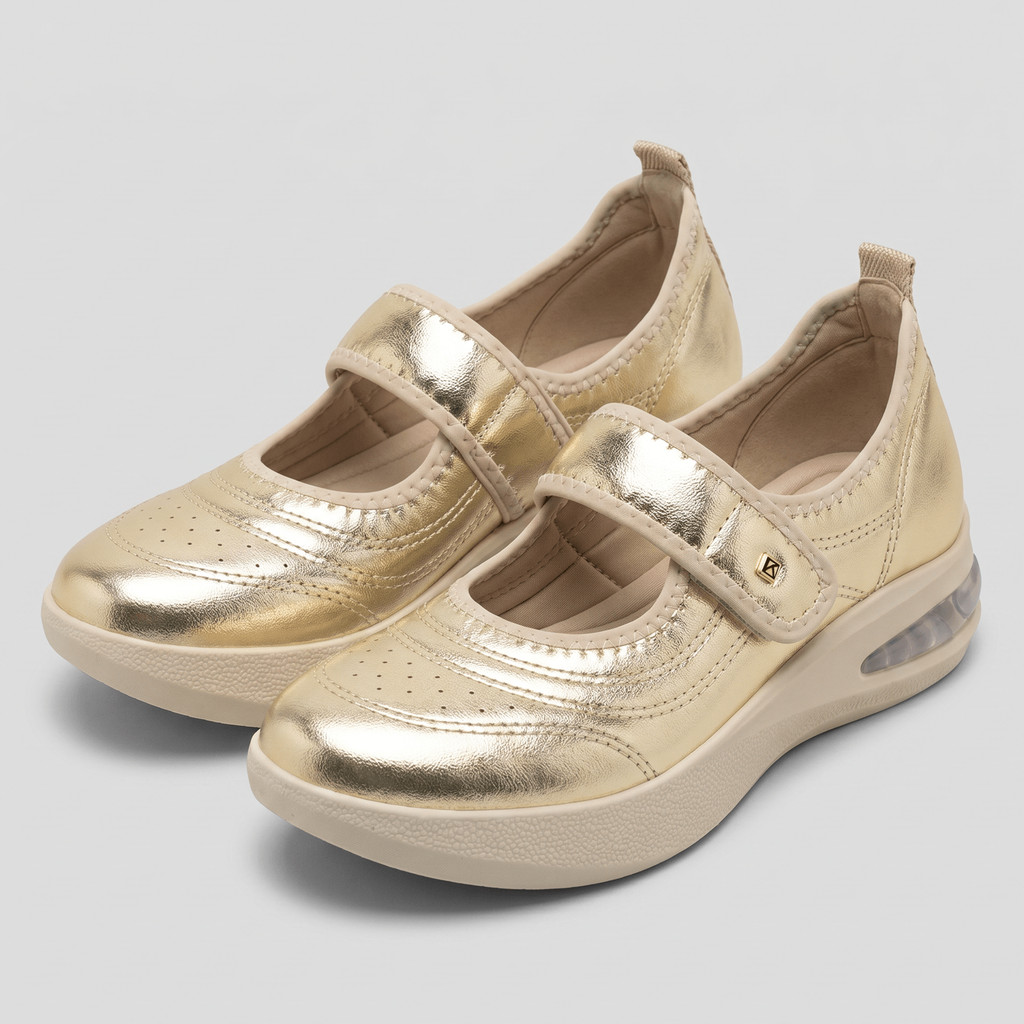 Tênis Boneca Soft Step Ouro com Marfim