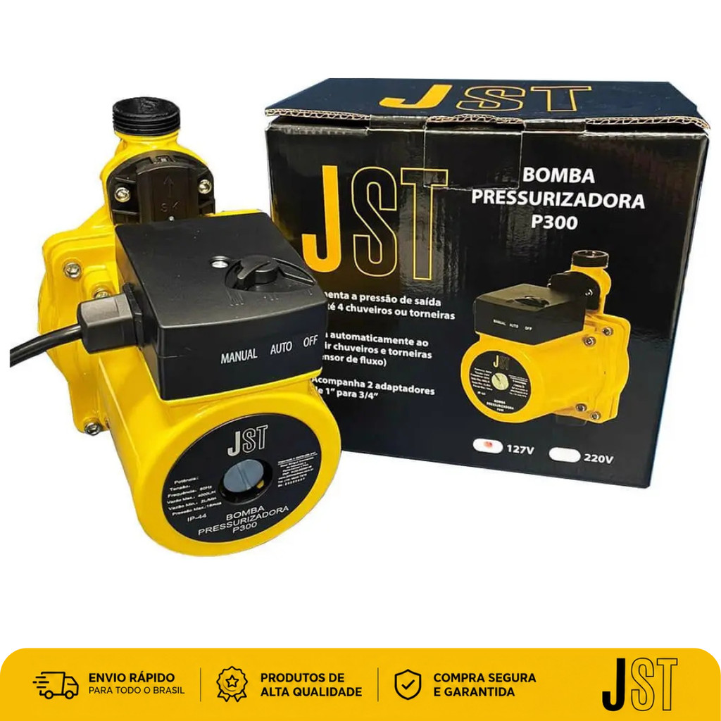 Bomba Pressurizadora de Água JST P300 220V 320W 15 mca 3400 L/h Silenciosa