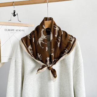 ✨❤✨ Acessórios de roupas lenço de seda luz luxo padrão espinha de peixe pônei lenço quadrado High-End Retro algodão linh
