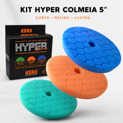 Kit De Boinas Kers Hyper Three 5 Polegadas 3un American Foam Corte Refino E Lustro Polimento Automotivo