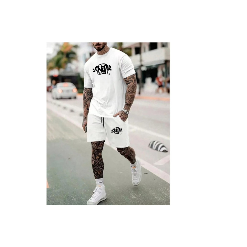 Conjunto Masculino Syna Camiseta Streetwear Masculina + Bermuda Tectel Estampada Kit