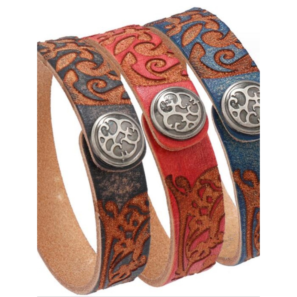 Europeu americano gravado impresso pulseira de couro simples literário Retro Cross-Border venda quente DIY masculino fem