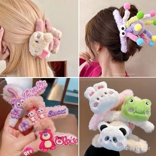 Presilha de cabelo de pelúcia para meninas, presilha de cabelo fofa, presilha de cabelo de urso, presilha de cabelo de c