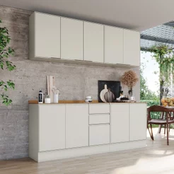 Cozinha Compacta 4 Peças em MDF Fineze Areia e Cinamomo Areia HP/Cinamomo