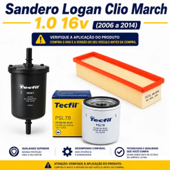 Kit Filtros Sandero Logan Clio March 1.0 16v 2006 a 2015 Ar Combustivel Oleo
