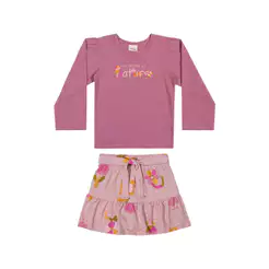Conjunto Infantil Menina Glitter Nature Elian Rosa