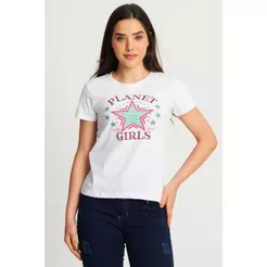 Camiseta Feminina Live Fast Planet Girls Branco