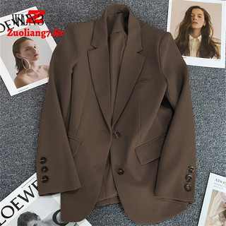 Blazer feminino de corte elegante, cor caramelo, tamanho grande, modelo WN830. Blazer feminino de corte elegante, tamanh