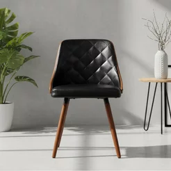 Cadeira para Sala de Jantar Estofada Milão Prata/Preto 1