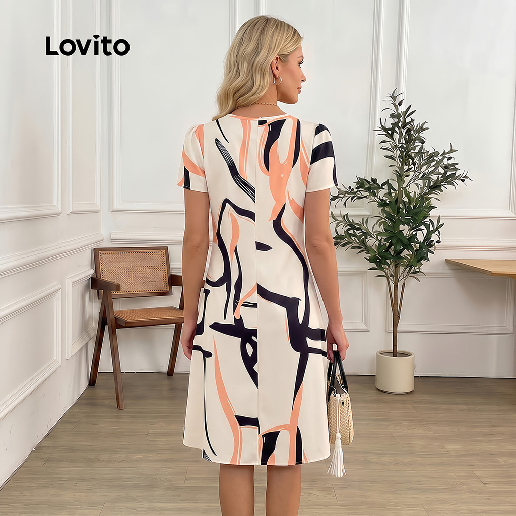 Lovito Casual Vestido Crepe Básico Feminino Primavera Verão LBL32082 · foto 2