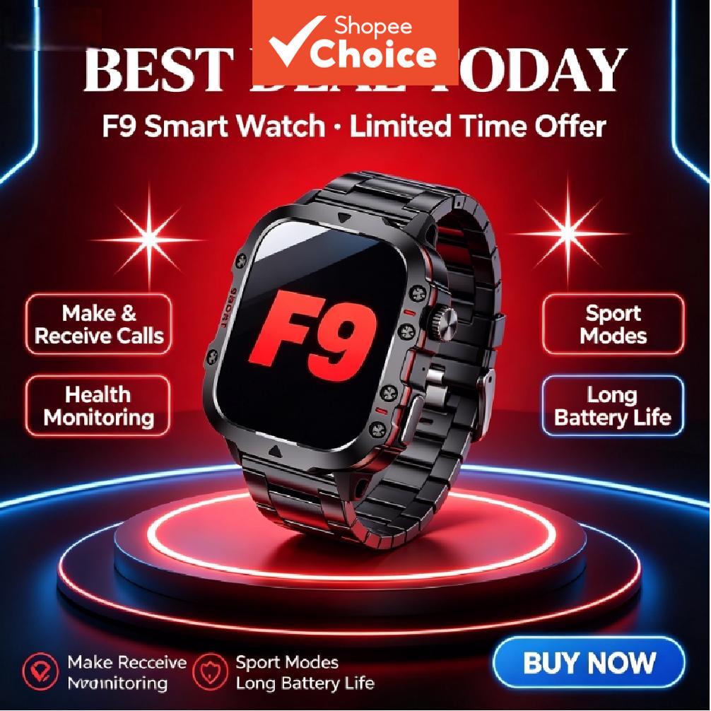 TechLife Smartwatch F9: Chamada Bluetooth, esportivo, monitor cardíaco e saúde