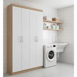 Armário Multiuso 4 Portas 8 Prateleiras Milão Espresso Móveis Branco/Demolição Demolição/Branco