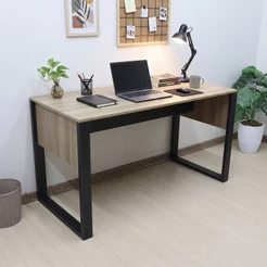 Escrivaninha Mesa para Escritório ME4200 136cm Amêndoa e Preto Marrom Amêndoa/Preto