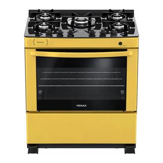 Fogao 5 Bocas Venax delplus Vitreo Bl amarelo Gas Glp