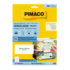 Etiqueta inkjet/laser para congelador e freezer 4083 com 10 folhas Pimaco
