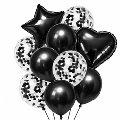 Kit 10 Peças Balões Feliz Aniversário Coração Estrela Confete Festa
