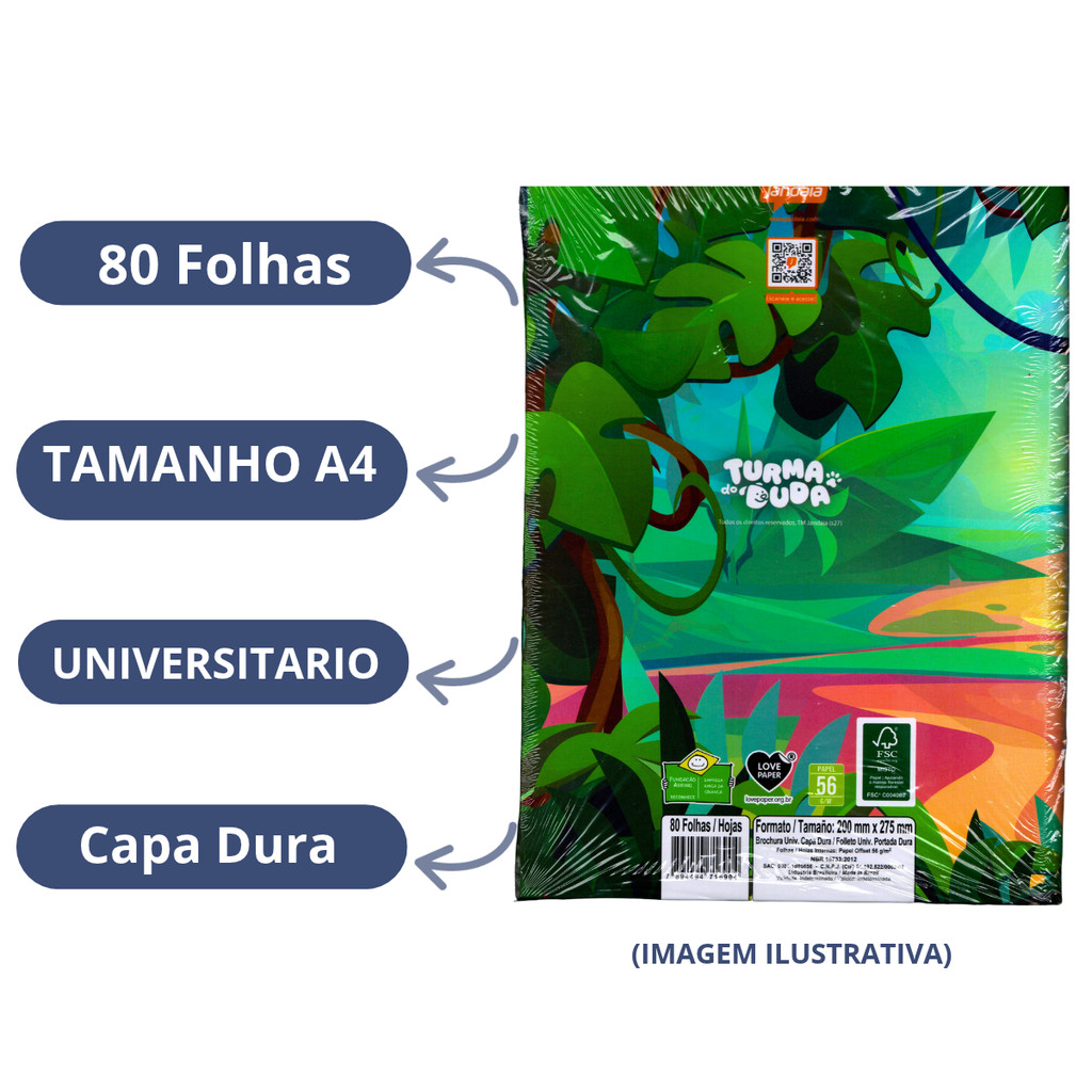 Caderno Brochura Universitário Turma Do Duda 80 Folhas - Jandaia CAPA:VIDEOGAME — imagem 2 de 2