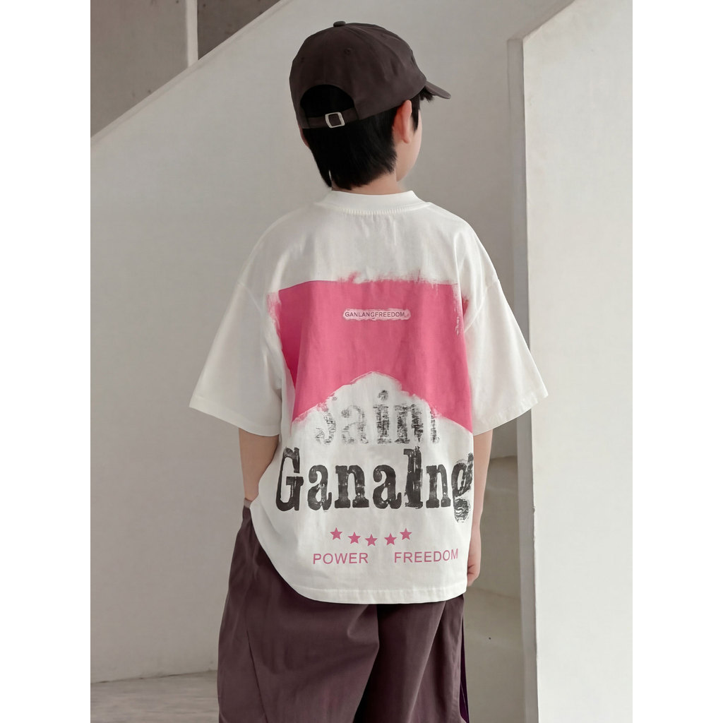 Meninos verão de manga curta impresso camiseta 2026 novo estilo meninos na moda grandes crianças roupas de verão criança