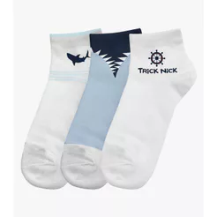 Kit 3 Pares De Meia Cano Curto Infantil Trick Nick Branco