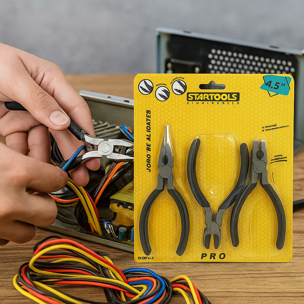 Kit 3 Mini Alicates 4,5 Polegadas Mola Precisão Corte Bico Universal Artesanato Eletrônica Bijuteria