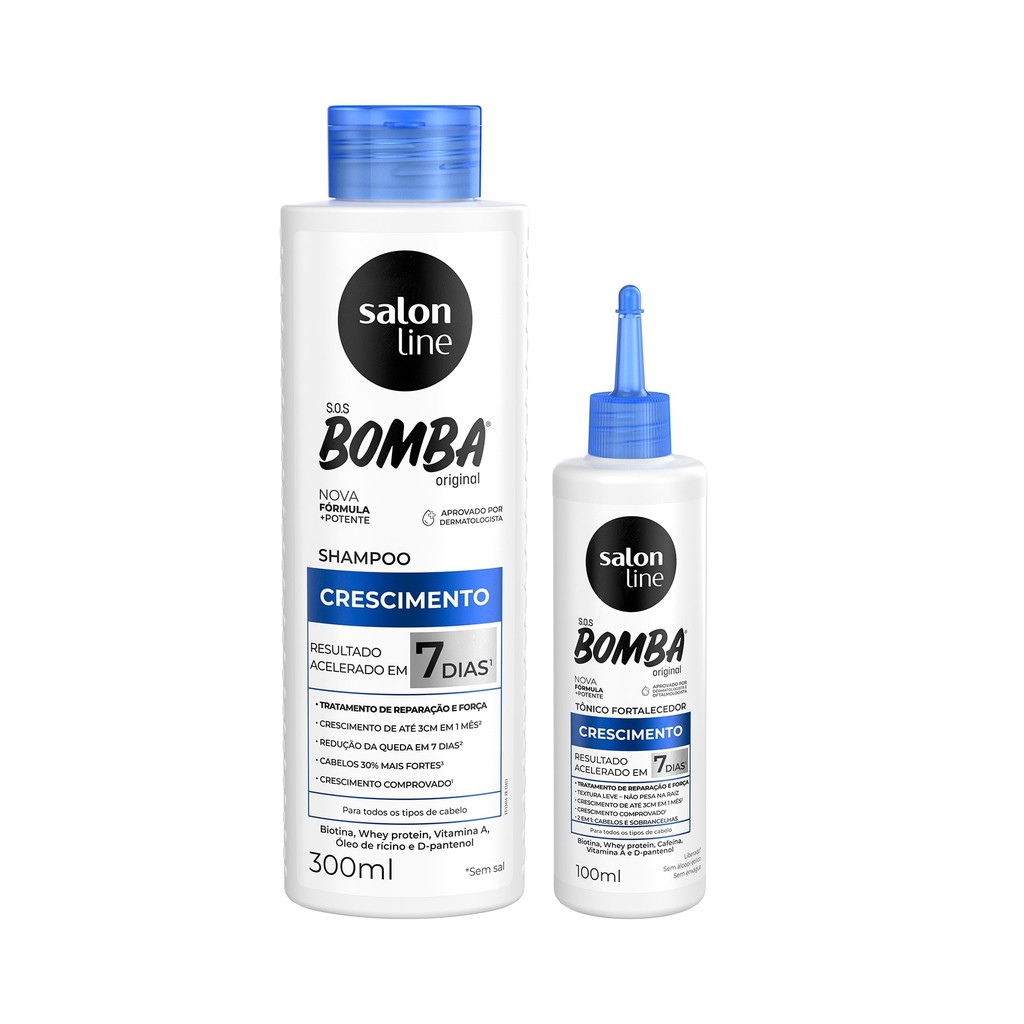 Kit Crescimento SOS Bomba Original Shampoo 300ml e Tônico Salon Line em Oferta na Shopee