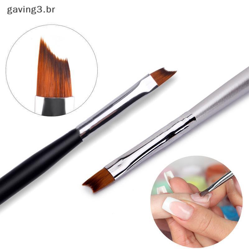 [GAVBR] Pincel De Unha Com Ponta Oblíqua Francesa , Formato De Meia Lua , Gel UV , Pintura Acrílica , Desenho , Caneta D