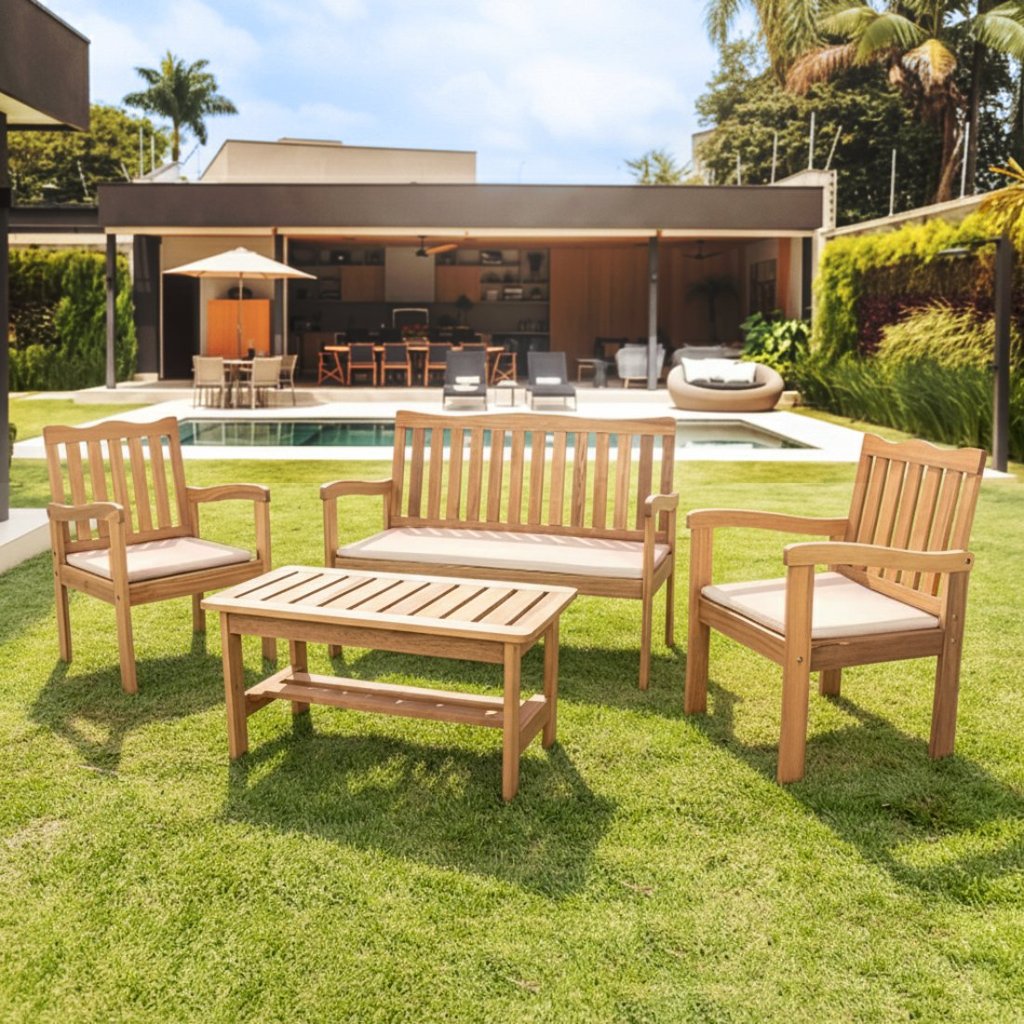 Conjunto Mesa Jardim Madeira: Onde Comprar | BuscaProdutos