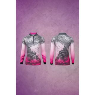 Nf47i - Camisa Camiseta de Pesca Infantil Tucunaré Feminina Gola Zíper Proteção Solar UV New Fisher em Oferta na Shopee