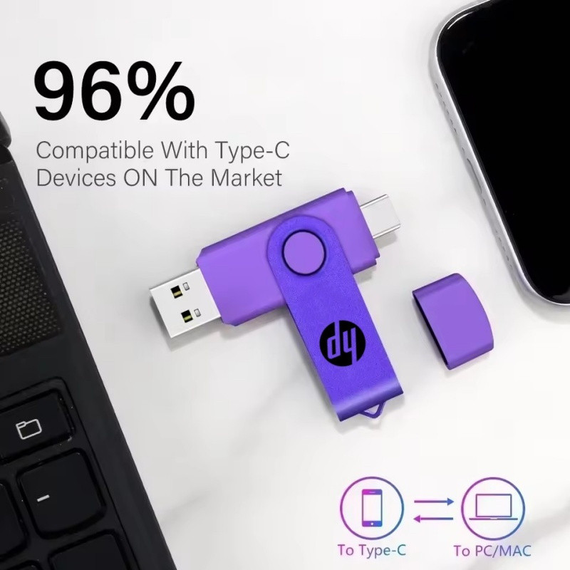 Unidade Flash Micro Tipo c HP 2 Tb USB OTG 3 Em 1 1 1 512 Gb 256 128 64 Pen drive Para PC/Android/Telefone em Oferta na Shopee
