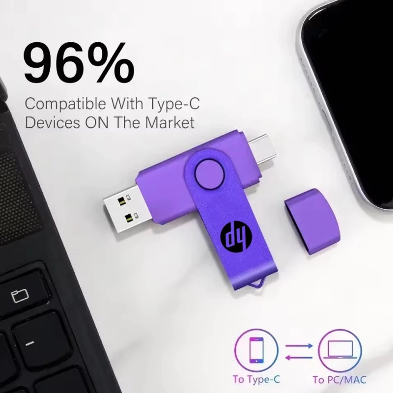Unidade Flash Micro Tipo c HP 2 Tb USB OTG 3 Em 1 1 1 512 Gb 256 128 64 Pen drive Para PC/Android/Telefone