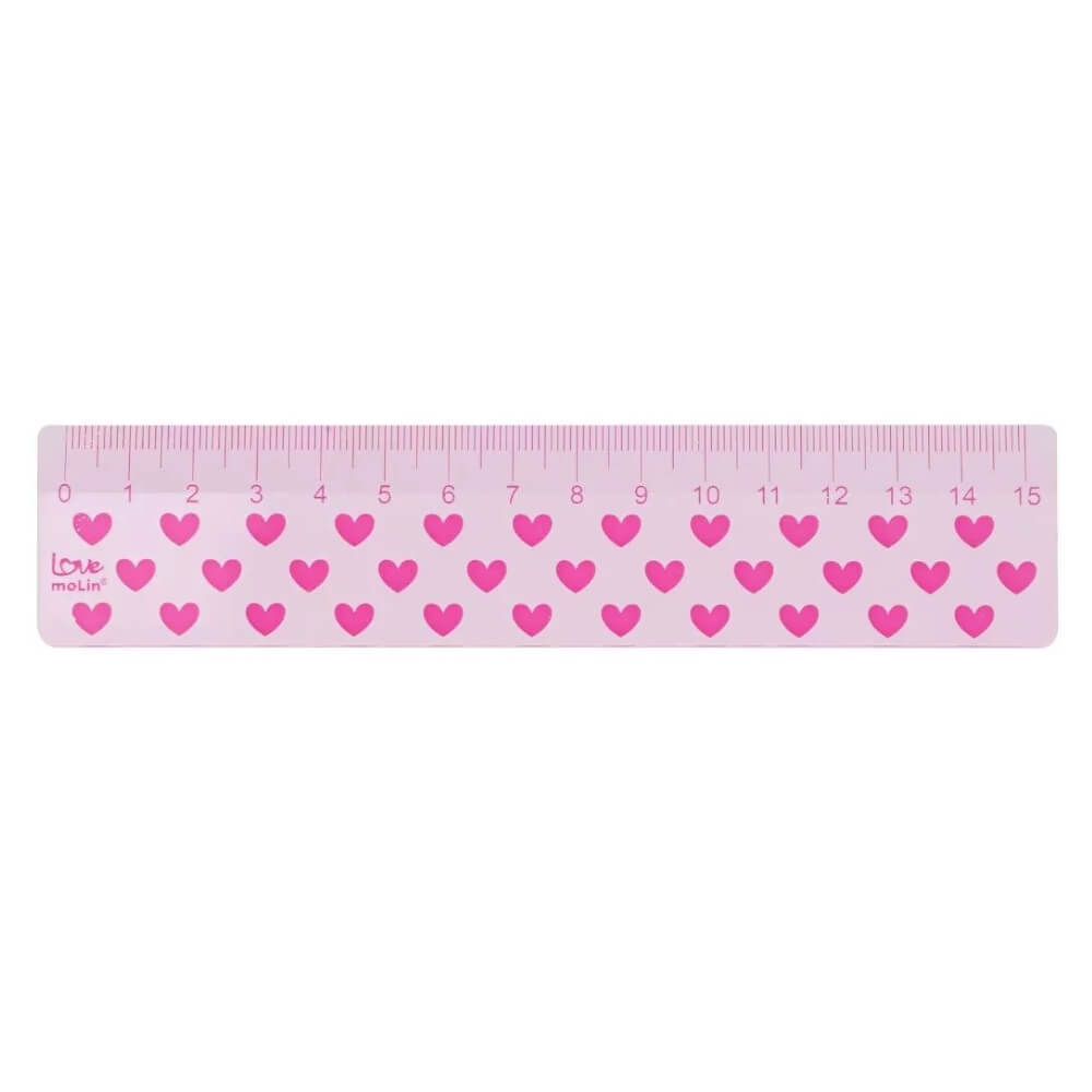 Régua Acrílica 15cm Coração Love Pink | MOLIN