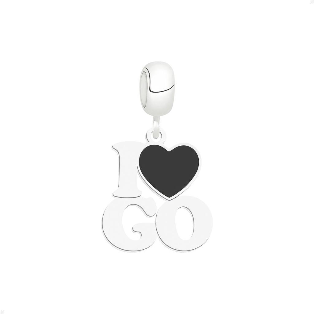 Berloque Pingente Prata 925 Eu Amo Goiás I Love Goiás
